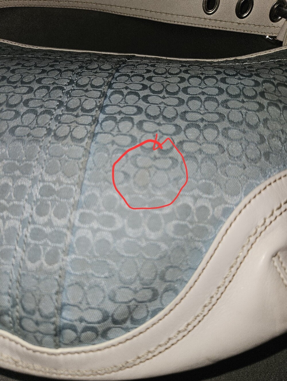 Coach Vintage Y2K Blue White Signature Monogram Canvas Leather Soho Shoulder Bag - Picture 13 of 16